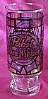 Pabst Blue Ribbon beer glass, stained glass tumbler