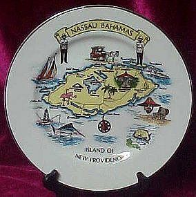 Souvenir plate Nassau Bahamas, Island of New Providence