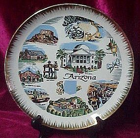 Scenic Arizona state souvenir plate, 10 1/8"