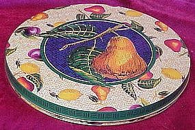 Large flat tin, fruit designs