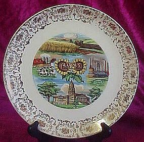 Vintage souvenir plate, Kansas the sunflower state