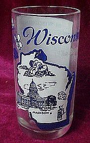 State of Wisconsin vintage drinking glass. song on back