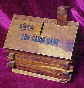 Cedar log cabin bank, souvenir of Knotts Berry Farm