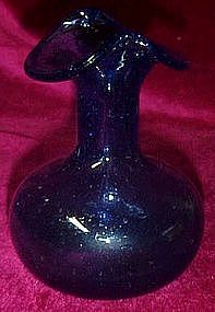 Hand blown cobalt blue vase, seeded with bubbles