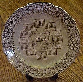 1968 calendar plate, four seasons, gold filigree