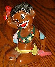 vintage Enesco African native figurine, coleslaw hair