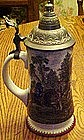 Midevil scene beer stein, pewter lid, by Kurt Hammer