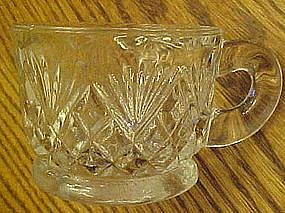 Crystal clear glass punch cups, diamonds & fan pattern