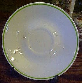 Corelle saucer, green edge ring, Glendora?