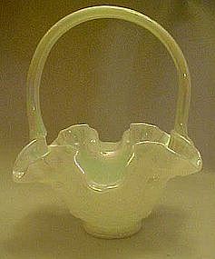 Fenton  Victorian white carnival  glass basket