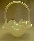 Fenton  Victorian white carnival  glass basket