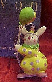 Avon Easter bunny clown ornament with balloons, boxed