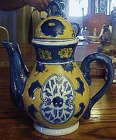 Colorful Chinese import teapot, yellow and blue