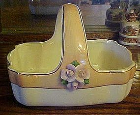 Vintage Teleflora ceramic basket with applied roses