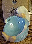 Avon White bunny Easter egg holder