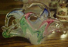 Hand blown  Murano art glass basket
