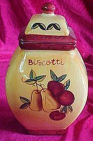 Biscotti hand painted fruits, cookie jar,freshness seal