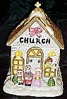 Little country church cookie jar, Christmas carolers
