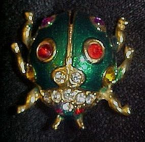 Wonderful enamel scarab beetle with rhinestones