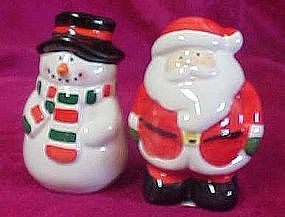 Ceramic Santa and Snowman salt & pepper shakers