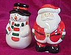 Ceramic Santa and Snowman salt & pepper shakers