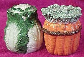 Carrots and lettuce salt and pepper shakers