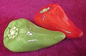 Red and green chili pepper salt and pepper shakers