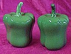 Large green bell pepper salt and pepper shakers