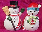 Mr. & Mrs. Snowman plastic salt & pepper shakers