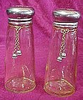 Tall yellow glass salt & pepper shakers with tassel