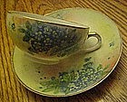 Antique Nippon china cup and saucer, blue hydrangeas
