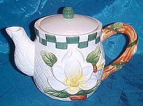 Hand painted ceramic Magnolia teapot, by Youngs