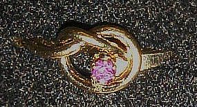 Vintage Avon  Love me Knot ring, amethyst rhinestone