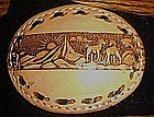 Hand tooled leather belt buckle, with horses