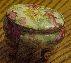 Three leg  floral chintz trinket box