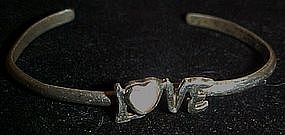 Sterling silver LOVE bracelet, mother of pearl accent