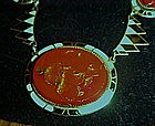 Vintage art deco inlaid enamel necklace,  over copper