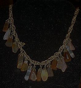 Vintage choker necklace with real polished agate drops