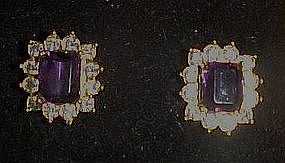 Avon amethyst and rhinestone post earrings