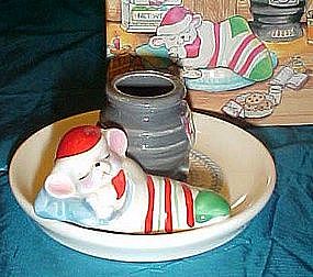 Avon Snuggly mouse candle holder,1983, boxed