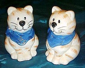 Fat tabby cat salt and pepper shakers