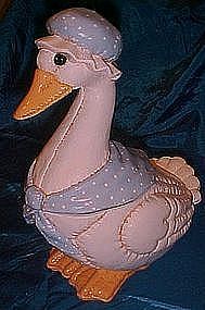 Country quilted mother goose ceramic cookie jar