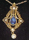 Avon Bold Traditions sapphire and pearl pendant