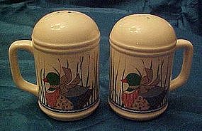 Calico Mallard duck salt and pepper shakers