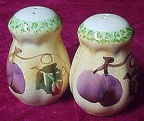 Plums, fruit ceramic salt and pepper shakers