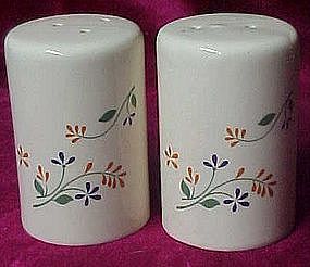 Tall glazed stoneware shakers, floral design