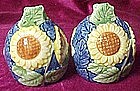 Hand painted blue and yellow sunflower shakers
