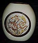 Art of Chokin porcelain vase with iris' and butterflies
