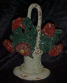 Antique iron flower basket door stop