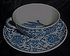 Vintage  blue Phoenix bird demi cup and saucer